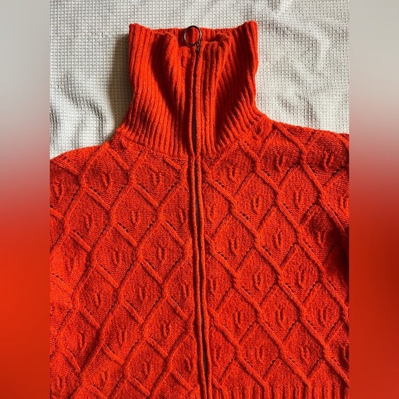 Pink Rose Women’s Orange Cozy Turtleneck Knit Zip Up Sweater Size XS - Picture 8 of 14